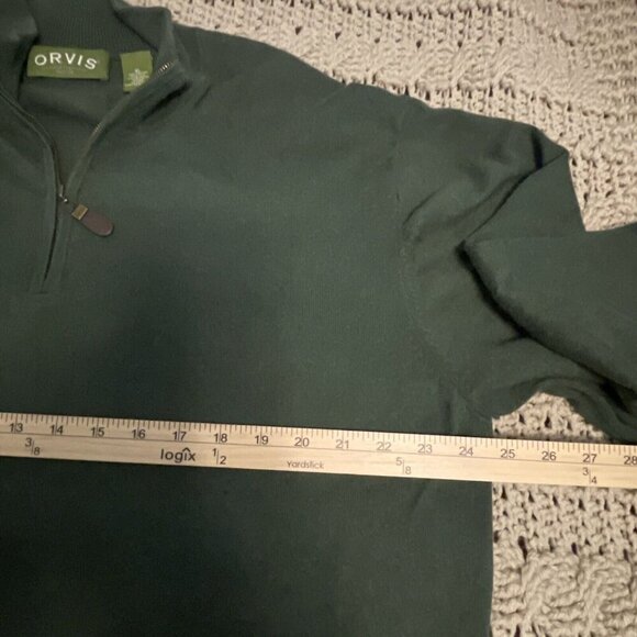 Orvis  1/4 Zip Kelly Green Cashmere Silk Cotton Blend‎ Sweater L/S  Men’s Sz XL - Picture 8 of 11